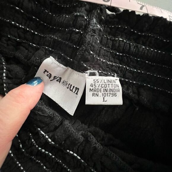 RAYA SUN women’s beachy coverup crinkle gauze linen cotton blend pants LARGE - Picture 4 of 9